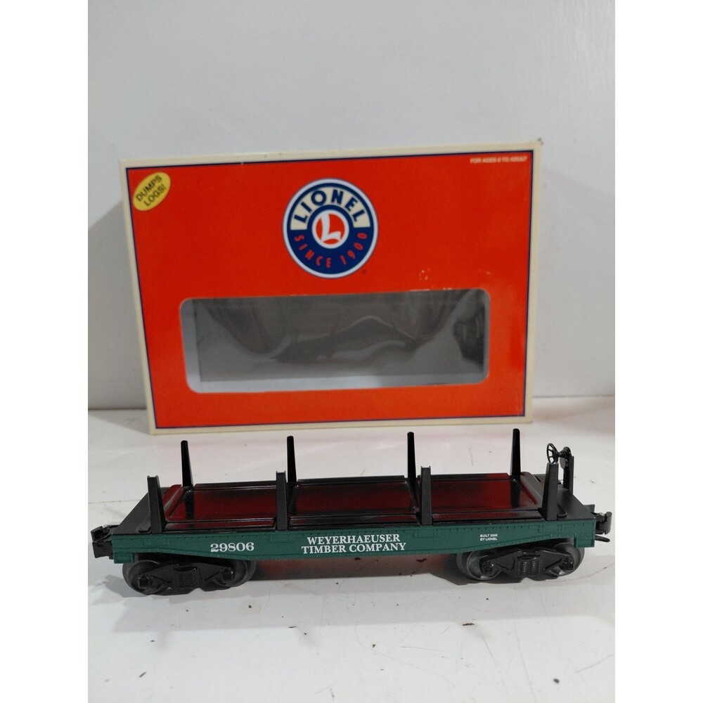 Lionel 6-29806 O Gauge Model Railroad Weyhaeuser Operating Log Car w/Box - Picture 6 of 14
